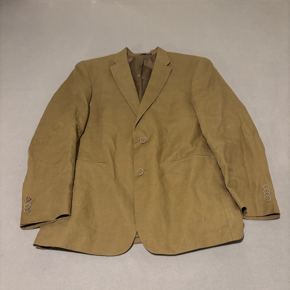 Tommy Hilfiger Mens 40R Linen Blazer Tan Khaki 2 Button Sport Coat Jacket Only